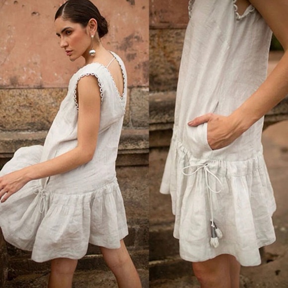 Scarlett Poppies Lucky Loops Linen Dress – Misty Jade –‎ Size M